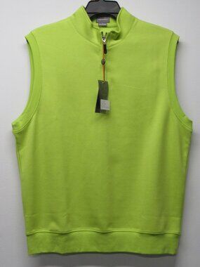 NWT Fennec Citron Bright Yellow 1/4 Zip Banded Bottom Golf Vest Men's sz Large